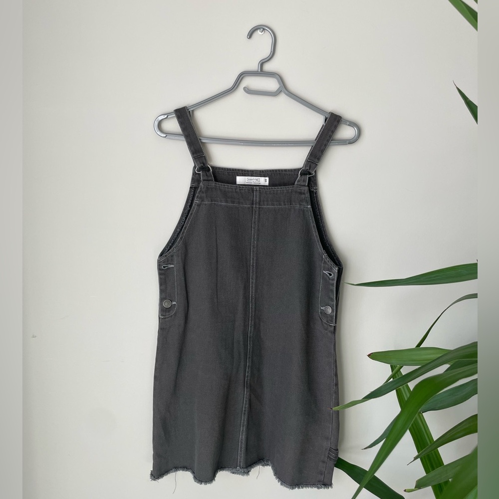 Womens Gray Mini Overalls Dress